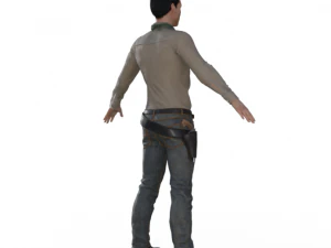 Man in Western Outfit Realistic Character 3D Model