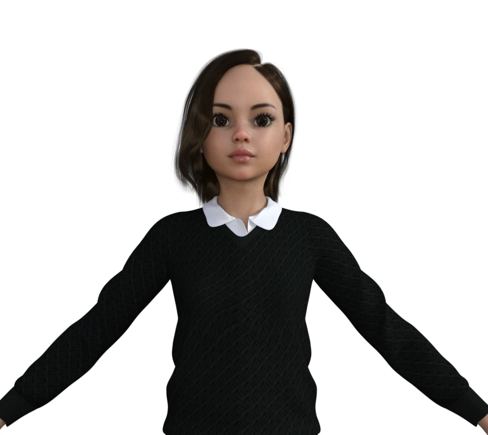 Schoolgirl Realistic Character 3D Model .c4d .max .obj .3ds .fbx .stl .blend 