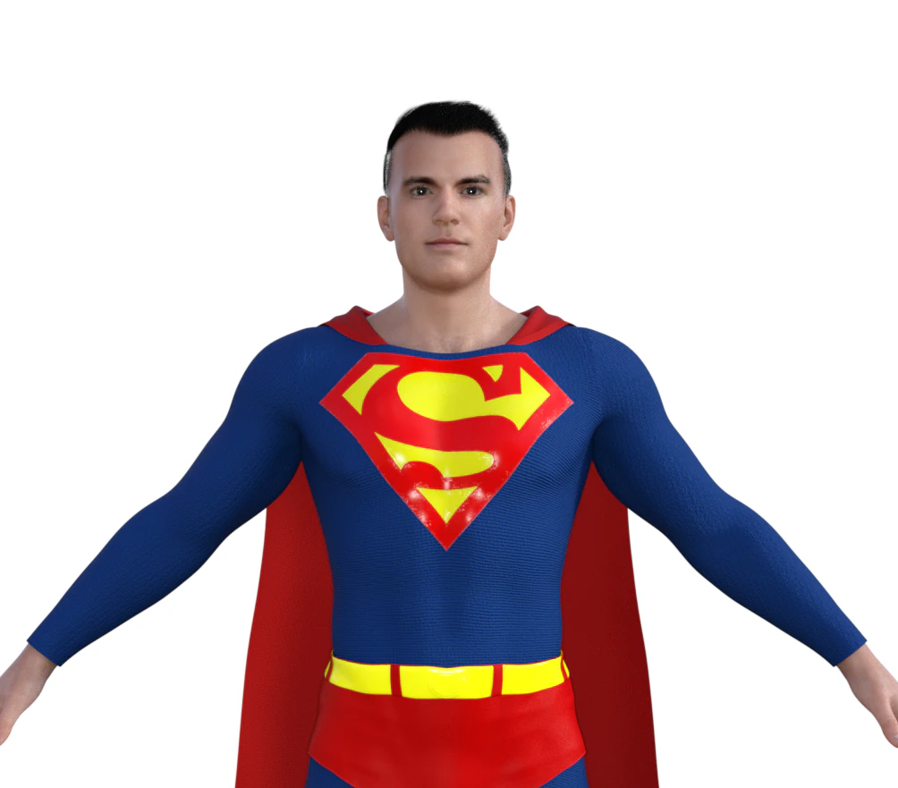 Classic Superman Realistic Character 3D Model .c4d .max .obj .3ds .fbx .stl .blend