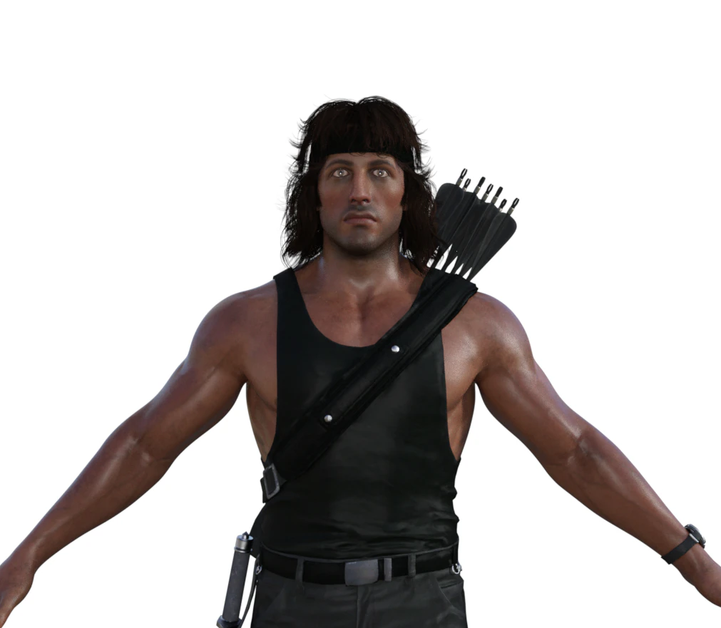 Rambo Realistic Character 3D Model .c4d .max .obj .3ds .fbx .stl .blend 