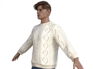 Handsome Boy in Sweater Realistic Character 3D Model