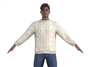 Handsome Boy in Sweater Realistic Character 3D Model