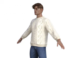 Handsome Boy in Sweater Realistic Character 3D Model