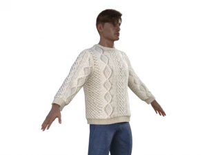 Handsome Boy in Sweater Realistic Character 3D Model