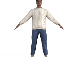 Handsome Boy in Sweater Realistic Character 3D Model