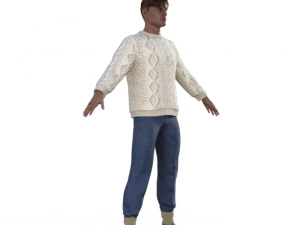 Handsome Boy in Sweater Realistic Character 3D Model