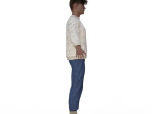 Handsome Boy in Sweater Realistic Character 3D Model