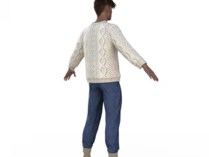 Handsome Boy in Sweater Realistic Character 3D Model