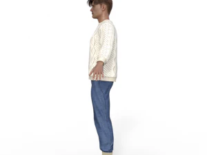 Handsome Boy in Sweater Realistic Character 3D Model