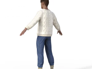 Handsome Boy in Sweater Realistic Character 3D Model