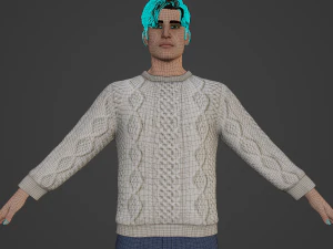 Handsome Boy in Sweater Realistic Character 3D Model