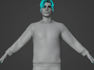 Handsome Boy in Sweater Realistic Character 3D Model