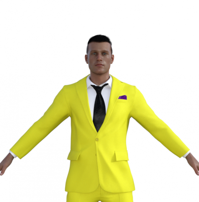Man in Yellow suit Realistic Character 3D Модель .c4d .max .obj .3ds .fbx .stl .blend 