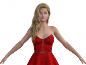Beauty Girl in Dress Realistic Character 3D 모델