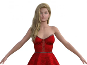 드레스 현실적인 캐릭터의 아름다움 소녀 3D 모델