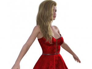 Beauty Girl in Dress Realistic Character 3D-Modell