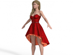 Beauty Girl in Dress Realistic Character 3D-Modell