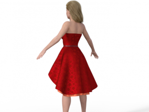 Beauty Girl in Dress Realistic Character 3D-Modell