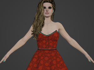 Beauty Girl in Dress Realistic Character 3D-Modell