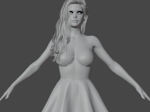 Beauty Girl in Dress Realistic Character 3D-Modell