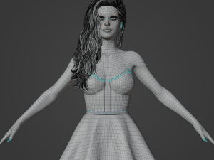 Beauty Girl in Dress Realistic Character 3D-Modell
