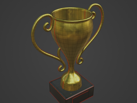 Gold Trophy Cup 01 3D Model