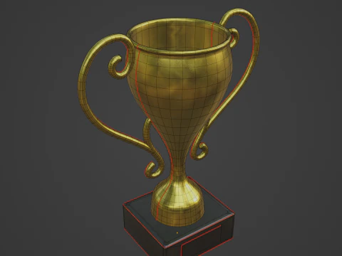 Gold Trophy Cup 01 3D Model