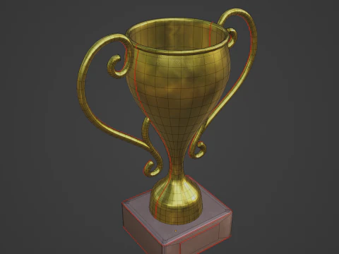Gold Trophy Cup 02 3D Model