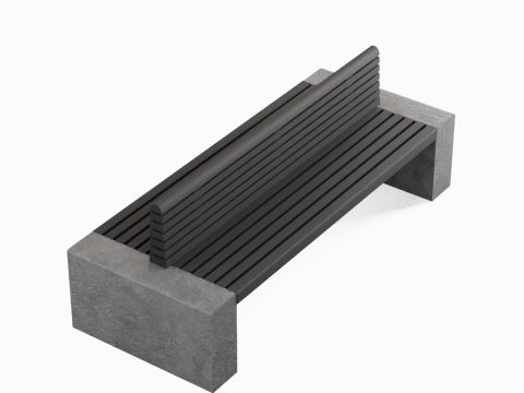 Modern Outdoor Bench 02 3D Model