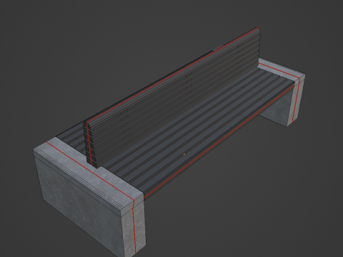 Modern Outdoor Bench 02 3D Model