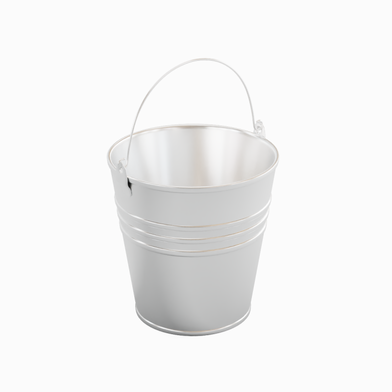 Aluminium Steel Bucket 3D Модель .c4d .max .obj .3ds .fbx .stl .blend