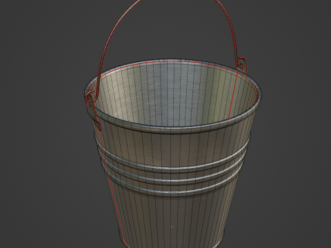 Iron Brushed Steel Bucket Model 3D