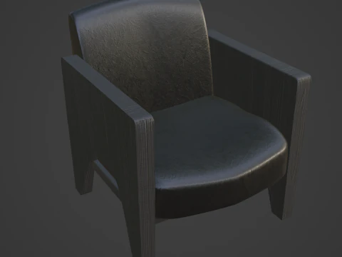 Modern Leather Armchair 01 3D Model