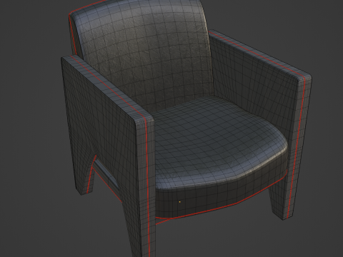 Modern Leather Armchair 01 3D Model