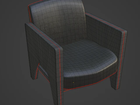 Modern Leather Armchair 01 3D Model