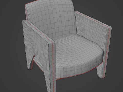 Modern Leather Armchair 01 3D Model
