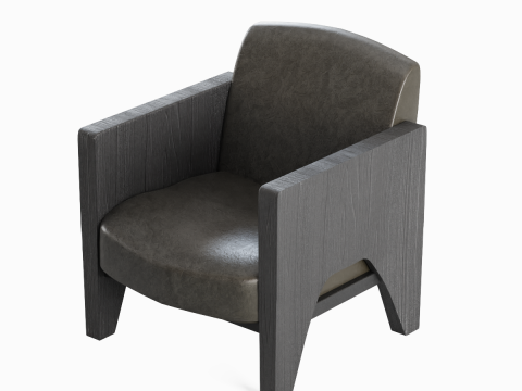 Modern Leather Armchair 02 3D Model