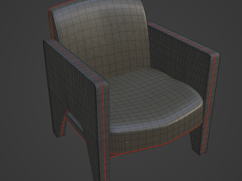 Modern Leather Armchair 02 3D Model