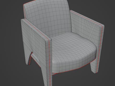 Modern Leather Armchair 02 3D Model