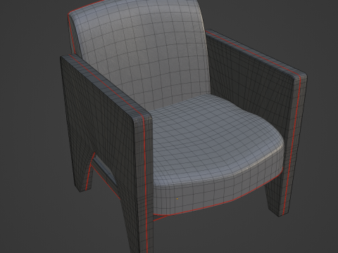 Modern Leather Armchair 04 3D Model