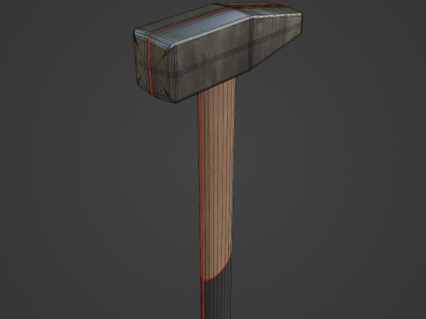 Wooden Industrial Hammer 01 3D-Modell