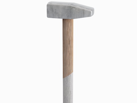 Wooden Industrial Hammer 02 3D Model