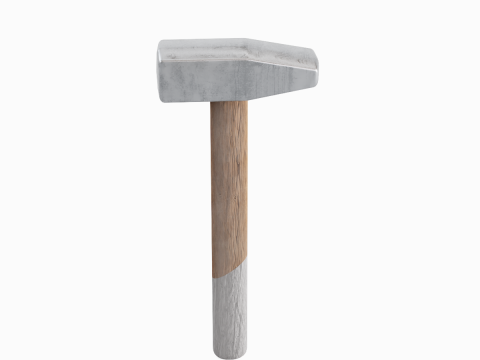 Wooden Industrial Hammer 02 3D Model