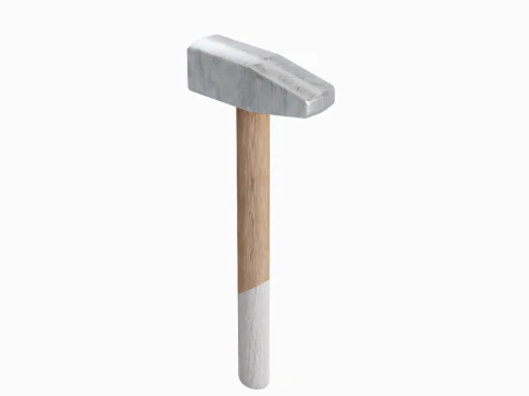 Wooden Industrial Hammer 02 3D Model