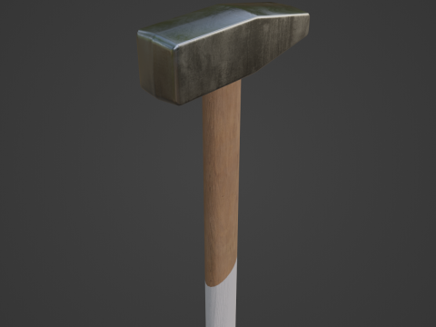 Wooden Industrial Hammer 02 3D Model