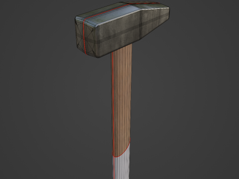 Wooden Industrial Hammer 02 3D Model