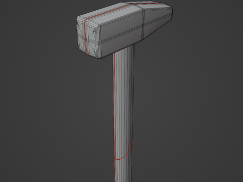 Wooden Industrial Hammer 02 3D Model