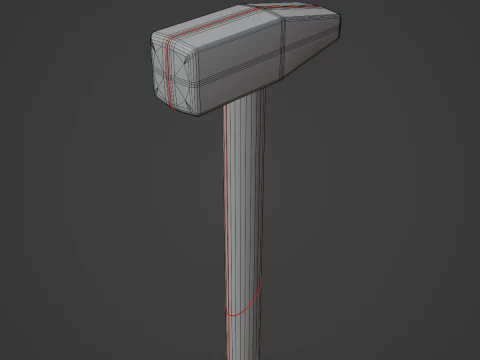 Wooden Industrial Hammer 02 3D Model