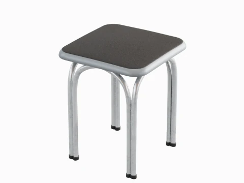 Silver Steel Stool 01 3D Model