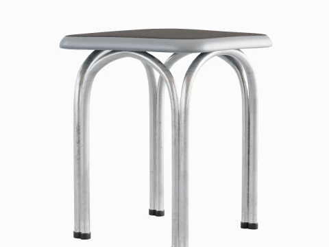 Silver Steel Stool 01 3D Model